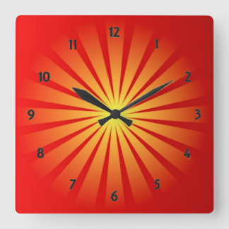 Horloge murale Carré Rayons de Soleil