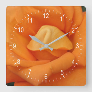Horloge murale carré rose orange