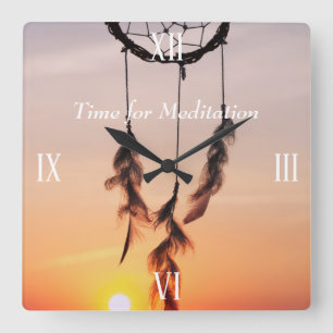 Horloge murale carré Sunset Rose Sun Dreamcatcher