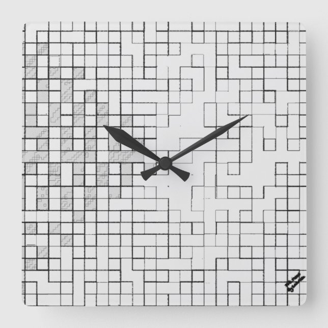 Horloge murale carrée à grille verrouillée (Recto)