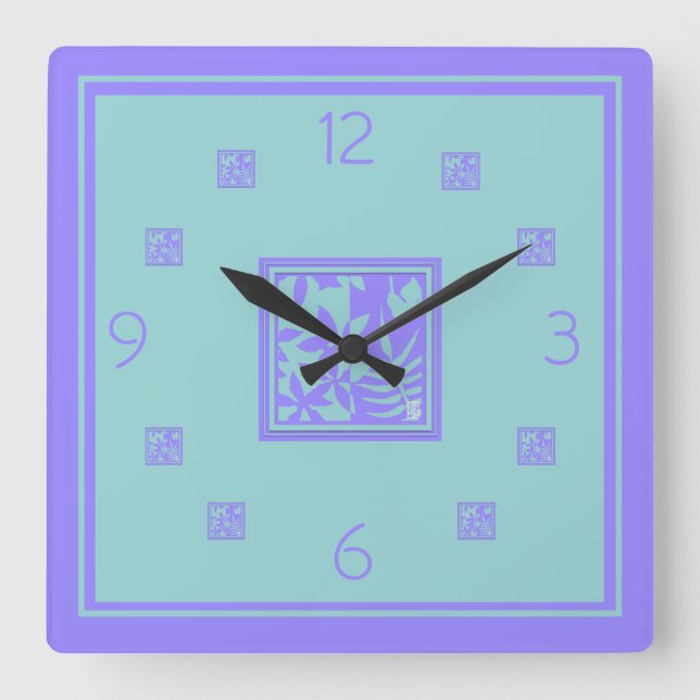 Horloge murale carrée à motif de feuille (Recto)