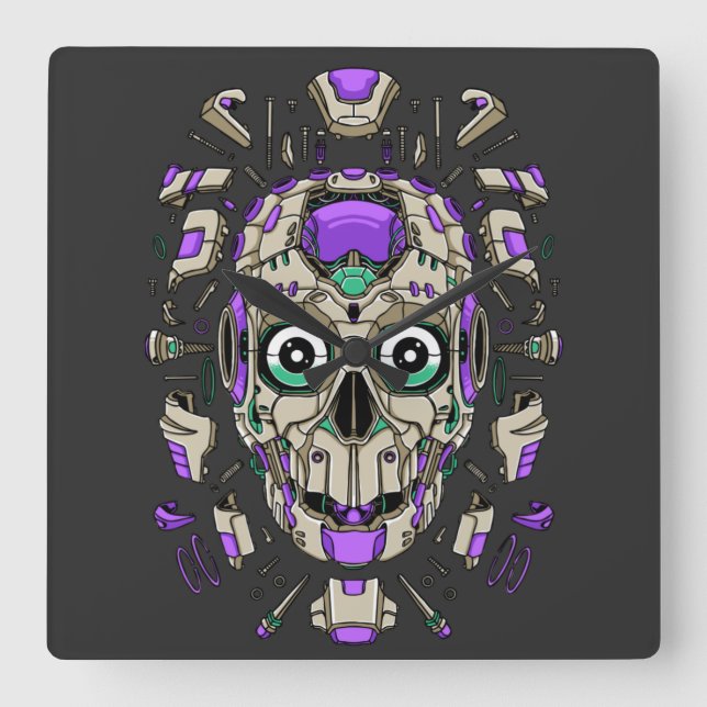 Horloge murale carrée Cyborg (Recto)