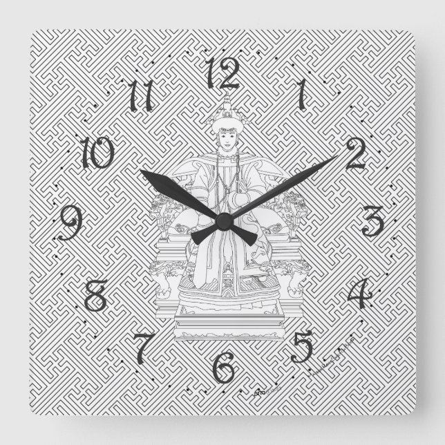 Horloge murale carrée de l'Ancêtre honorable (Recto)