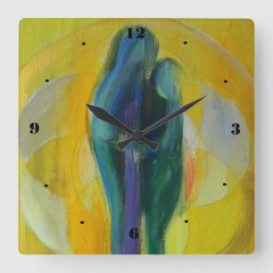 Horloge murale carrée de Valentine d'amour