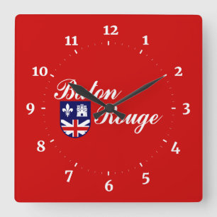 Horloge murale carrée du drapeau de Baton Rouge, L