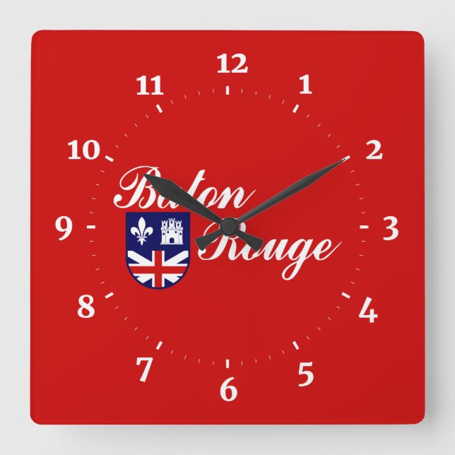 Horloge murale carrée du drapeau de Baton Rouge, L (Recto)