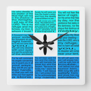 Horloge murale carrée du psaume 91