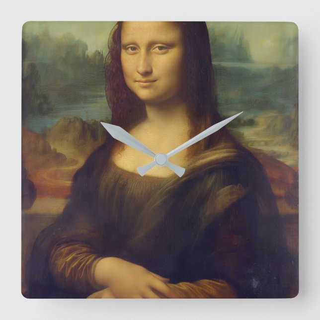 Horloge murale carrée en acrylique Mona Lisa (Recto)