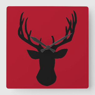 Horloge murale carrée en acrylique - Tête de cerf