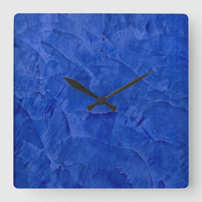 Horloge murale carrée Faux Finition Bleu Profond (Recto)