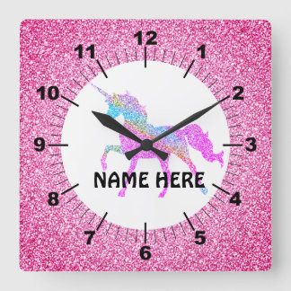 Horloge murale carrée Licorne Violette