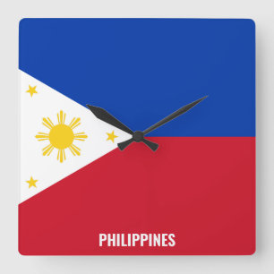 Horloge murale carrée patriotique étincelante du d