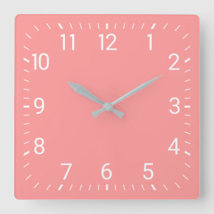 Horloge murale carrée rose