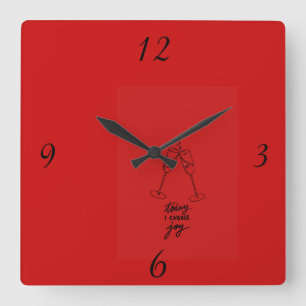 Horloge murale carrée rouge moderne Horloge design