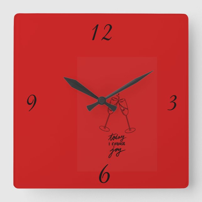 Horloge murale carrée rouge moderne Horloge design (Recto)