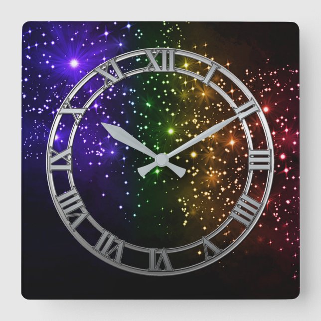 Horloge murale carrée Twilight Rainbow (Recto)