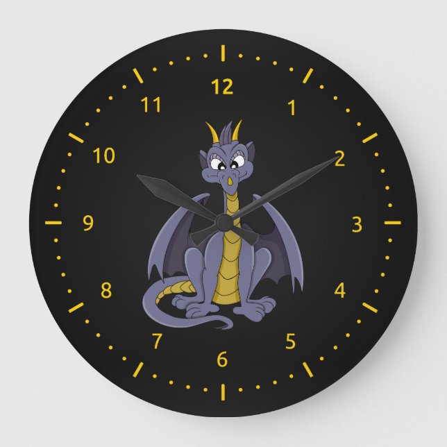 Horloge murale cartoon dragon violet (Recto)
