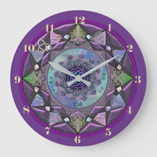 Horloge murale celtique pourpre de mandala