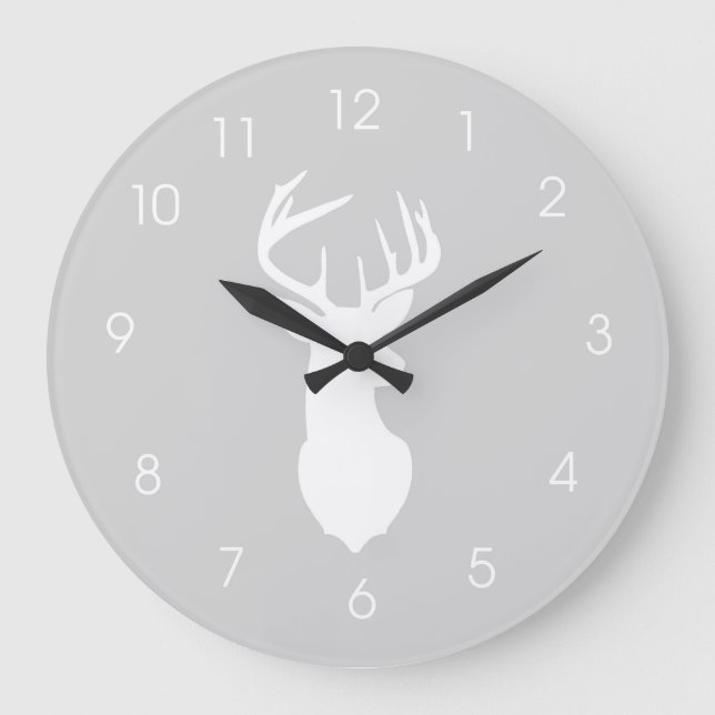 Horloge murale cerf Buck - Gris (Recto)