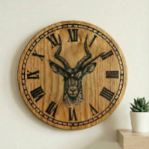 Horloge murale cerf - Décoration de style bois fau