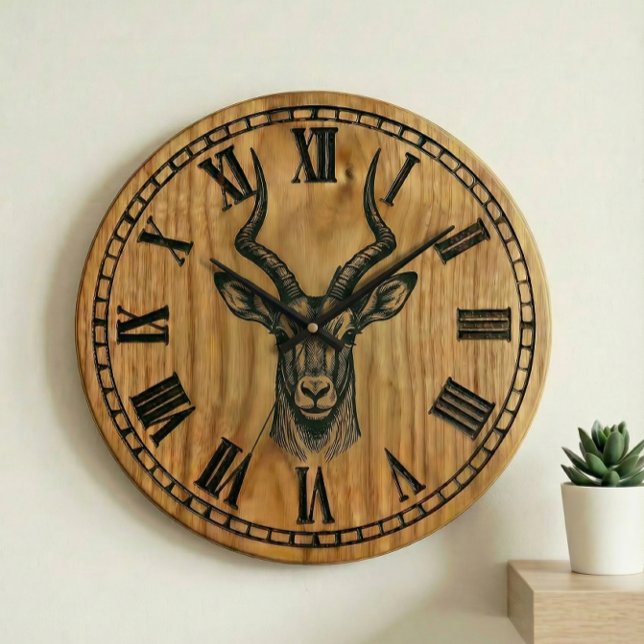 Horloge murale cerf - Décoration de style bois fau (Créateur téléchargé)