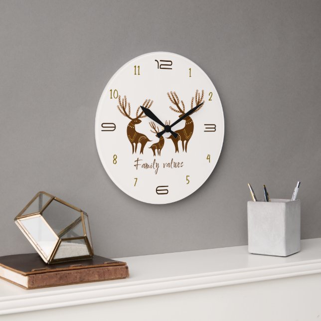 Horloge murale cerf Valeurs familiales (Bureau)