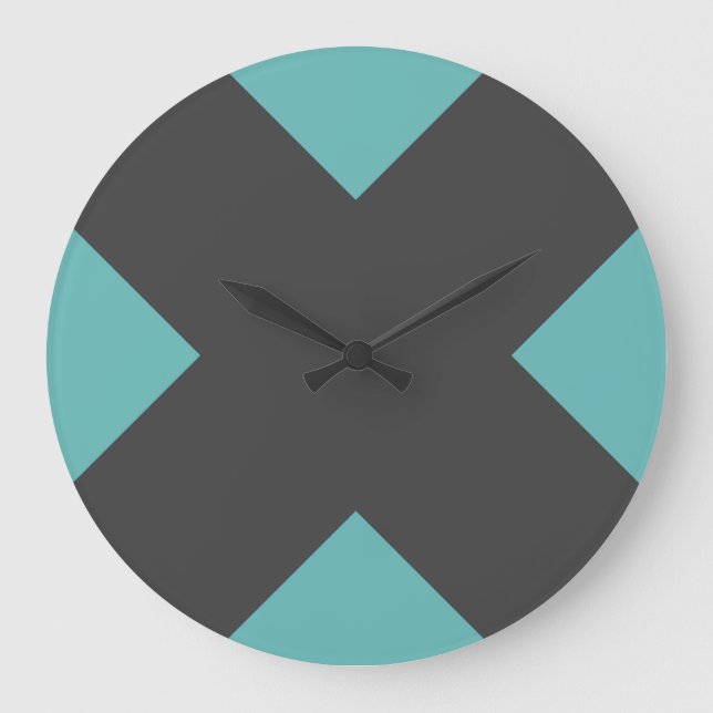 Horloge murale charbon sarcelle géométrique X mode (Recto)
