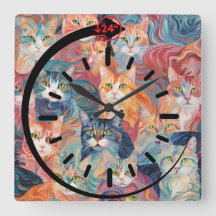 Horloge murale chat
