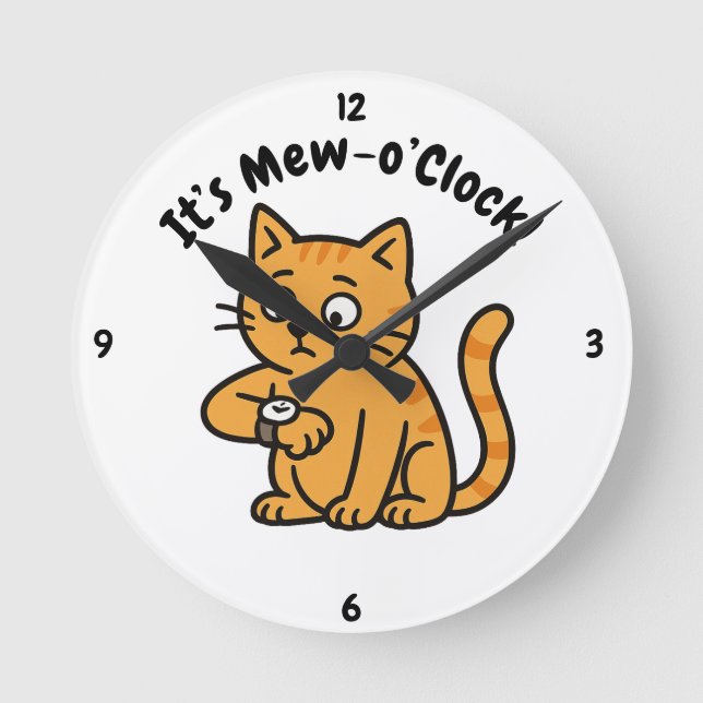 Horloge murale chat drôle – Design "C'est Miaou-ré (Recto)
