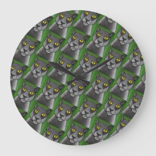 Horloge murale chat gris