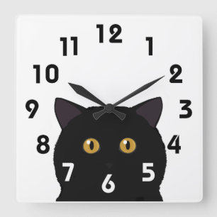 Horloge murale chat noir