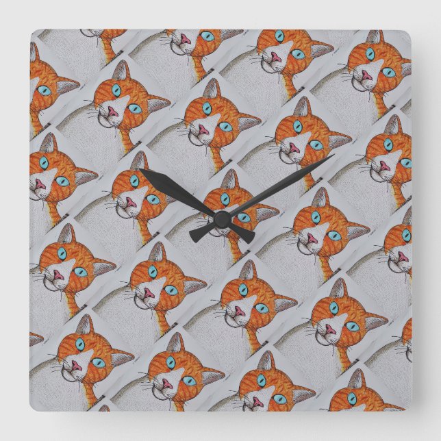 Horloge murale chat orange et blanc (Recto)