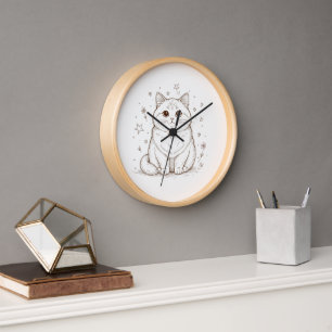 Horloge murale chat pastel rêveuse Ronde 10" est