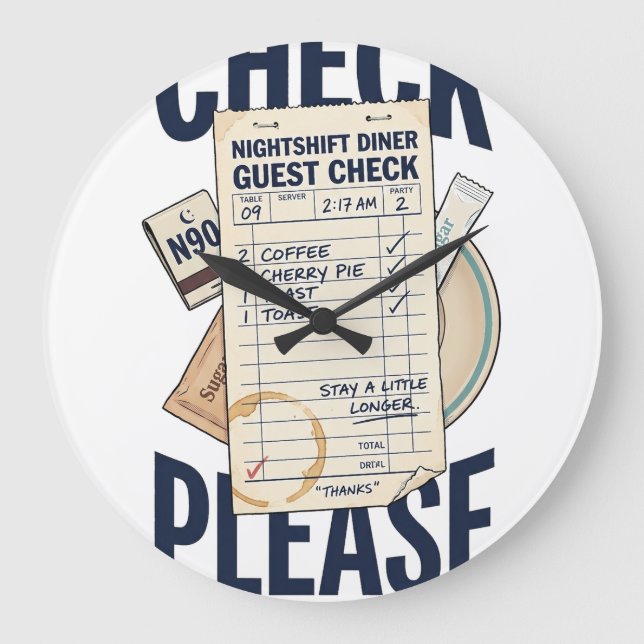 Horloge murale Check Please Retro Diner (Recto)