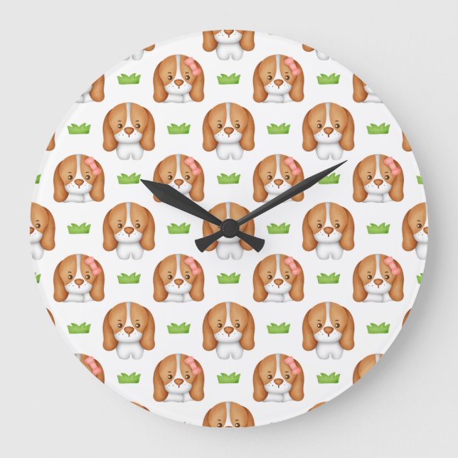 Horloge murale chien Beagle aquarelle mignonne (Recto)