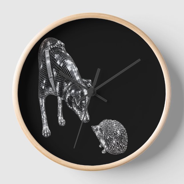 Horloge murale Chien et Hérisson | Amoureux des An (Recto)