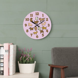 Horloge murale chiens dessin animé joyeux