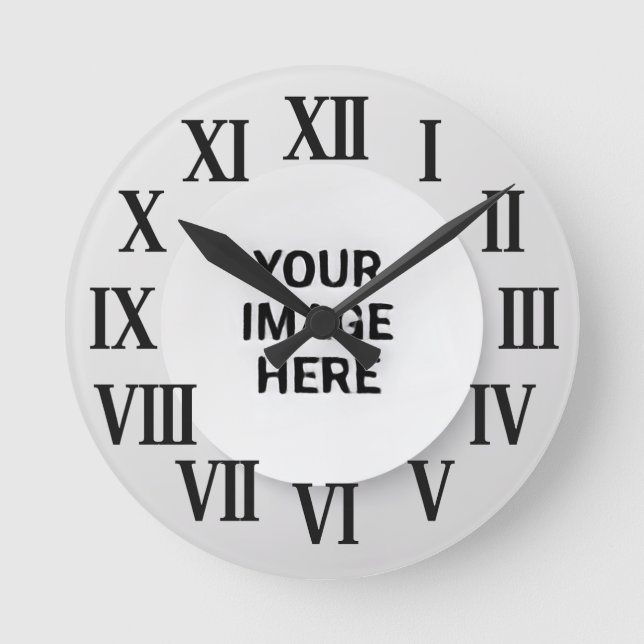 Horloge murale chiffres romains avec photo et nom (Recto)