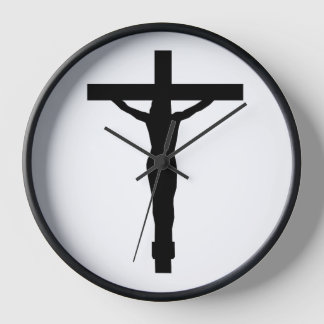 Horloge murale chrétienne - Conception de crucifix