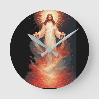 Horloge murale chrétienne du Christ glorieux ressu