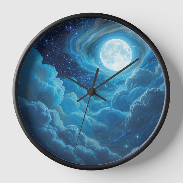 Horloge murale ciel nuageux au clair de lune (Recto)