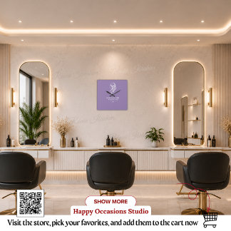 Horloge murale ciseaux de coiffeur violet blanc