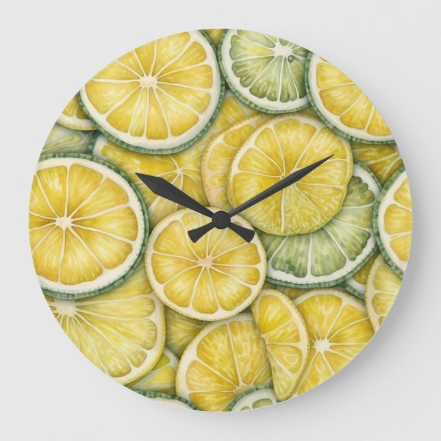 Horloge murale citron aux fruits d'agrumes (Recto)