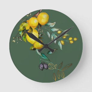 Horloge murale citron et olive