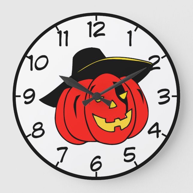 Horloge murale Citrouille d'Halloween pour enfant (Recto)