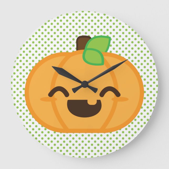 Horloge murale Citrouille Kawaii Jack-o'-lantern (Recto)