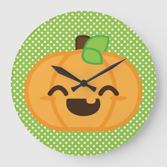 Horloge murale Citrouille Kawaii Jack-o'-lantern (Recto)