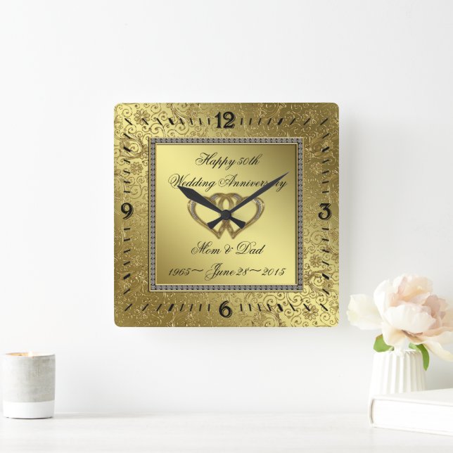 Horloge murale classique pour noces d'or (Maison)