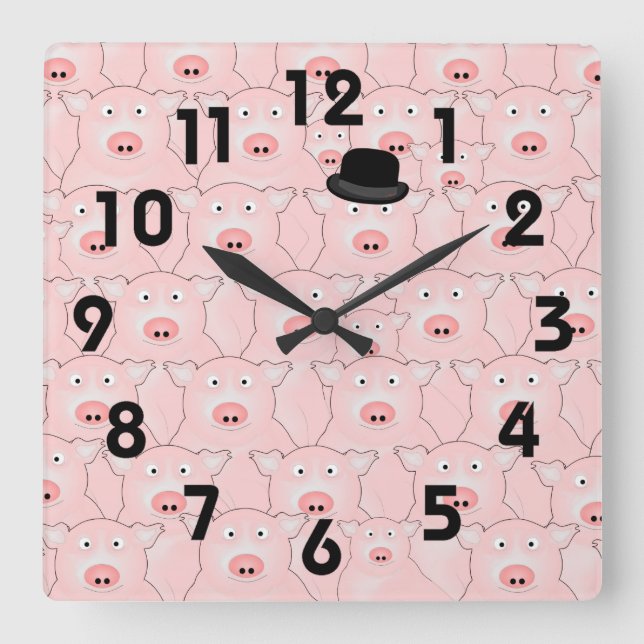 Horloge murale cochon dans un chapeau (Recto)