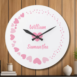 Horloge murale cœur personnalisée pour couple avec